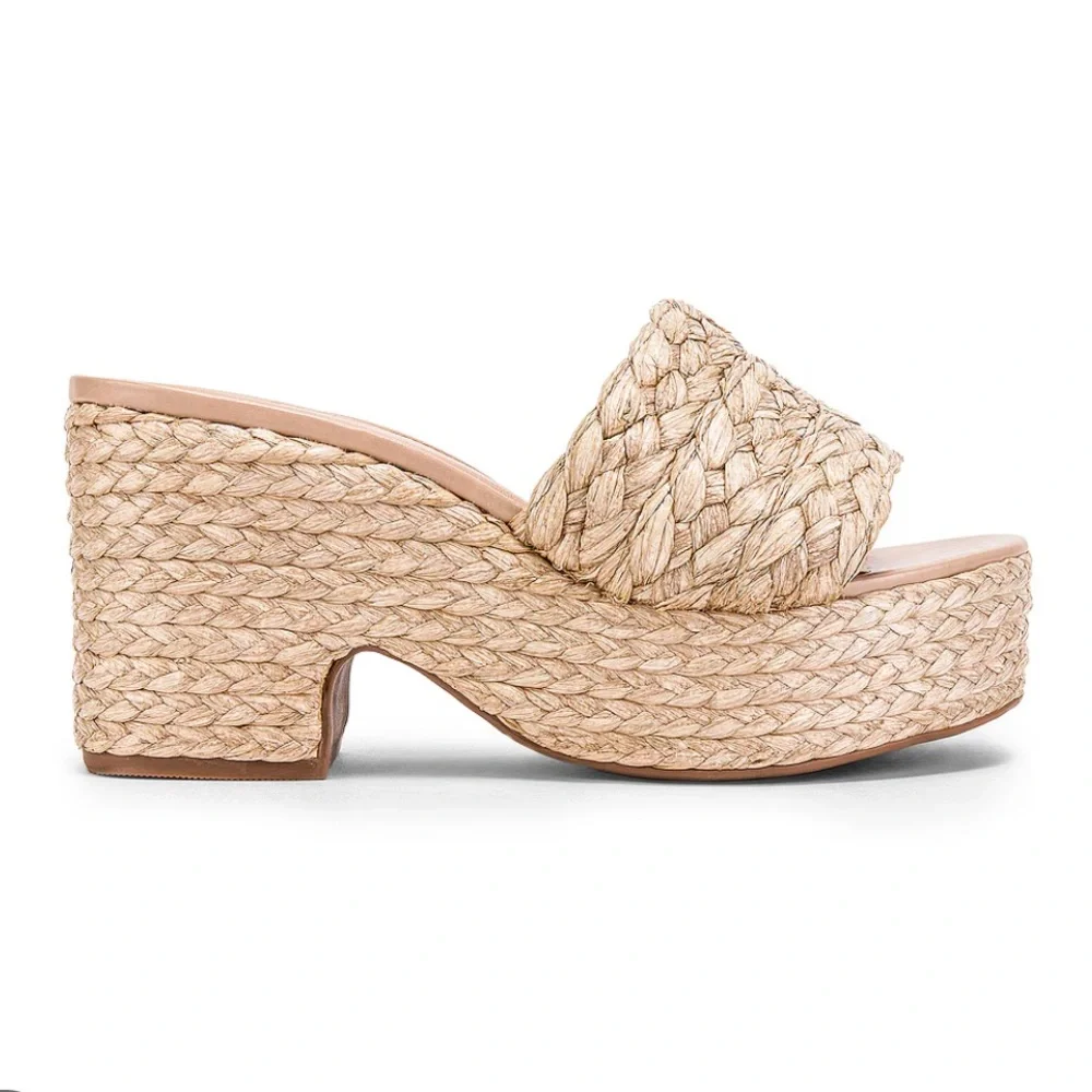 Revolve Raye‎ Gable Wedge Raffia Platform Sandal
